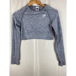 Gymshark Vital Seamless Long Sleeve Crop Top Washed Gray Marl Womens sz Large